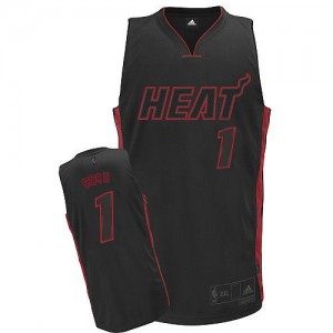 Maillot Adidas Noir noir / Rouge Authentic Miami Heat - Chris Bosh #1 - Homme