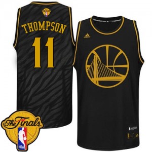Golden State Warriors Klay Thompson #11 Precious Metals Fashion 2015 The Finals Patch Authentic Maillot d'équipe de NBA - Noir pour Homme