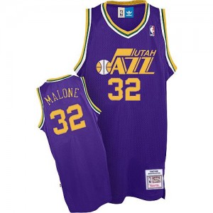 Utah Jazz Karl Malone #32 Throwback Authentic Maillot d'équipe de NBA - Violet pour Homme