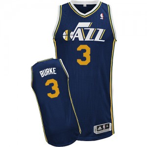 Maillot NBA Utah Jazz #3 Trey Burke Bleu marin Adidas Authentic Road - Homme