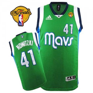 Maillot NBA Vert Dirk Nowitzki #41 Dallas Mavericks Finals Patch Swingman Homme Adidas