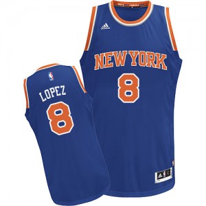 New York Knicks #8 Adidas Road Bleu royal Swingman Maillot d'équipe de NBA sortie magasin - Robin Lopez pour Femme