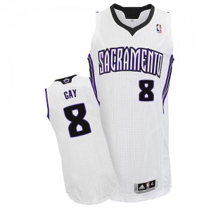 Sacramento Kings #8 Adidas Home Blanc Authentic Maillot d'équipe de NBA Discount - Rudy Gay pour Homme