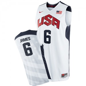 Maillot Nike Blanc 2012 Olympics Swingman Team USA - LeBron James #6 - Homme