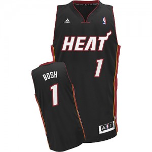 Maillot NBA Noir Chris Bosh #1 Miami Heat Road Swingman Homme Adidas