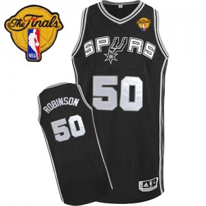 Maillot NBA Noir David Robinson #50 San Antonio Spurs Road Finals Patch Authentic Homme Adidas