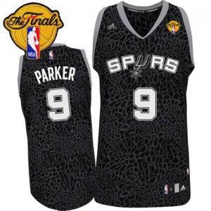 Maillot NBA Authentic Tony Parker #9 San Antonio Spurs Crazy Light Finals Patch Noir - Homme