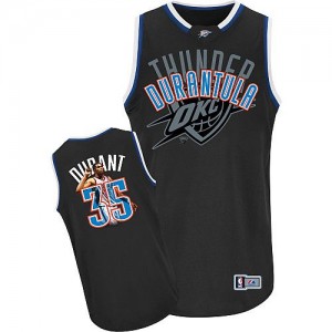 Maillot NBA Oklahoma City Thunder #35 Kevin Durant Noir Majestic Authentic Athletic Notorious Fashion - Homme