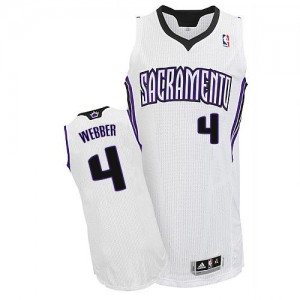 Maillot NBA Sacramento Kings #4 Chris Webber Blanc Adidas Authentic Home - Homme