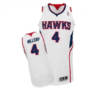Atlanta Hawks #4 Adidas Home Blanc Authentic Maillot d'équipe de NBA boutique en ligne - Paul Millsap pour Homme