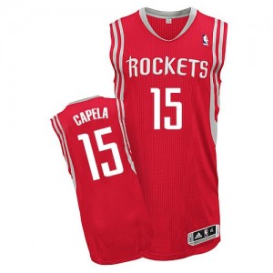 Maillot NBA Houston Rockets #15 Clint Capela Rouge Adidas Authentic Road - Homme