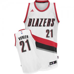 Maillot NBA Blanc Noah Vonleh #21 Portland Trail Blazers Home Swingman Homme Adidas