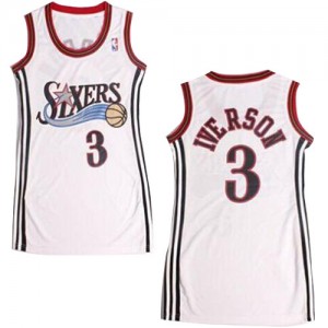 Philadelphia 76ers #3 Adidas Dress Blanc Swingman Maillot d'équipe de NBA Discount - Allen Iverson pour Femme