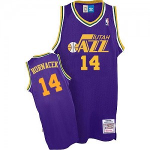 Utah Jazz Jeff Hornacek #14 Throwback Authentic Maillot d'équipe de NBA - Violet pour Homme