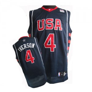 Team USA Nike Allen Iverson #4 Summer Olympics Authentic Maillot d'équipe de NBA - Bleu marin pour Homme