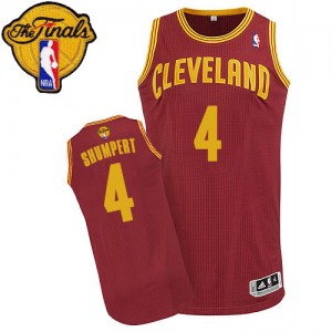 Maillot NBA Vin Rouge Iman Shumpert #4 Cleveland Cavaliers Road 2015 The Finals Patch Authentic Homme Adidas