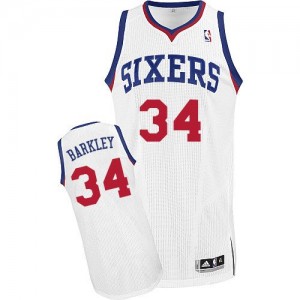 Maillot Adidas Blanc Home Authentic Philadelphia 76ers - Charles Barkley #34 - Homme