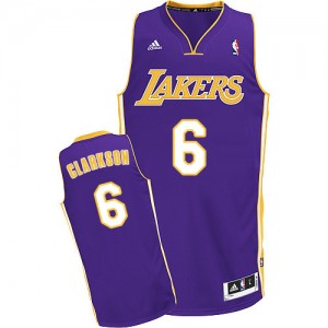 Maillot NBA Los Angeles Lakers #6 Jordan Clarkson Violet Adidas Swingman Road - Homme