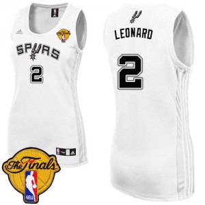 Maillot NBA San Antonio Spurs #2 Kawhi Leonard Blanc Adidas Authentic Home Finals Patch - Femme