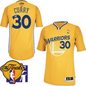 Maillot Authentic Golden State Warriors NBA Alternate Autographed 2015 The Finals Patch Or - #30 Stephen Curry - Homme