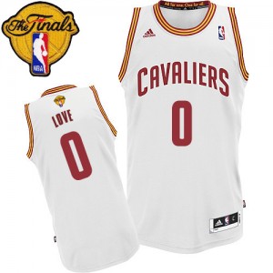 Maillot NBA Swingman Kevin Love #0 Cleveland Cavaliers Home 2015 The Finals Patch Blanc - Homme