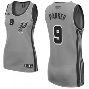 San Antonio Spurs #9 Adidas Alternate Gris argenté Swingman Maillot d'équipe de NBA Magasin d'usine - Tony Parker pour Femme