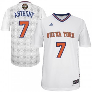 Maillot NBA New York Knicks #7 Carmelo Anthony Blanc Adidas Swingman New Latin Nights - Homme