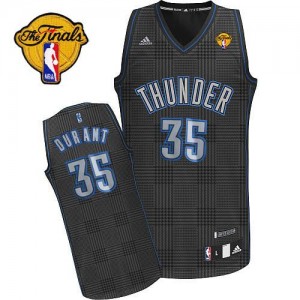 Maillot NBA Noir Kevin Durant #35 Oklahoma City Thunder Rhythm Fashion Finals Patch Swingman Homme Adidas