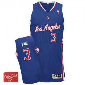 Maillot NBA Los Angeles Clippers #3 Chris Paul Bleu royal Adidas Authentic Alternate Autographed - Homme