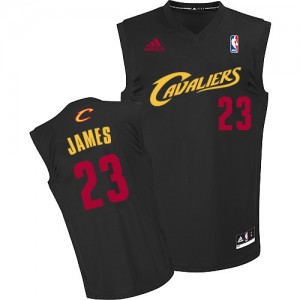 Maillot NBA Cleveland Cavaliers #23 LeBron James Noir (Rouge No.) Adidas Authentic Fashion - Homme