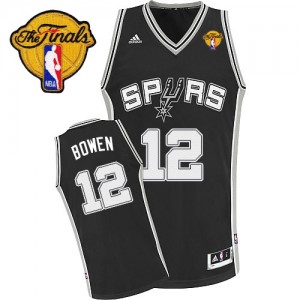 San Antonio Spurs #12 Adidas Road Finals Patch Noir Swingman Maillot d'équipe de NBA la meilleure qualité - Bruce Bowen pour Homme