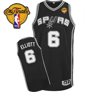 Maillot NBA Noir Sean Elliott #6 San Antonio Spurs Road Finals Patch Authentic Homme Adidas