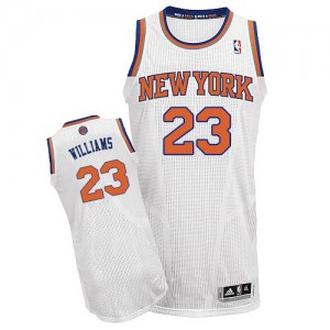 Maillot NBA Blanc Derrick Williams #23 New York Knicks Home Authentic Homme Adidas