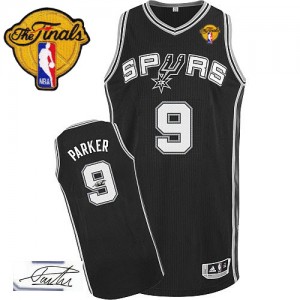 Maillot NBA Authentic Tony Parker #9 San Antonio Spurs Road Autographed Finals Patch Noir - Homme