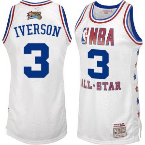 Philadelphia 76ers Mitchell and Ness Allen Iverson #3 2003 All Star Authentic Maillot d'équipe de NBA - Blanc pour Homme