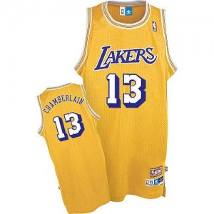 Maillot Authentic Los Angeles Lakers NBA Throwback Or - #13 Wilt Chamberlain - Homme