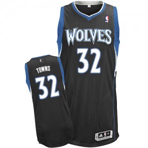 Maillot Adidas Noir Alternate Authentic Minnesota Timberwolves - Karl-Anthony Towns #32 - Homme