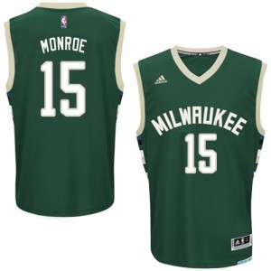 Milwaukee Bucks #15 Adidas Road Vert Swingman Maillot d'équipe de NBA Peu co?teux - Greg Monroe pour Homme