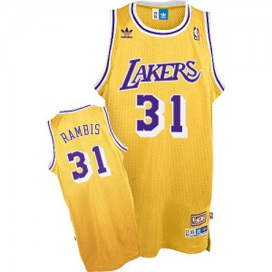 Maillot NBA Or Kurt Rambis #31 Los Angeles Lakers Throwback Swingman Homme Mitchell and Ness