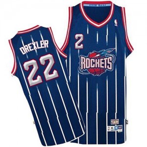Maillot NBA Bleu marin Clyde Drexler #22 Houston Rockets Throwback Authentic Homme Adidas