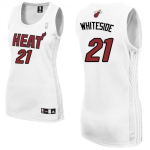 Maillot NBA Blanc Hassan Whiteside #21 Miami Heat Home Authentic Femme Adidas