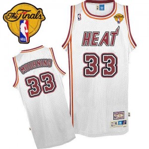 Maillot NBA Swingman Alonzo Mourning #33 Miami Heat Throwback Finals Patch Blanc - Homme