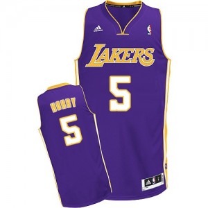 Maillot NBA Los Angeles Lakers #5 Robert Horry Violet Adidas Swingman Road - Homme