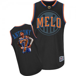 New York Knicks Carmelo Anthony #7 Notorious Authentic Maillot d'équipe de NBA - Noir pour Homme
