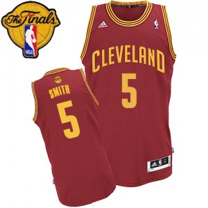 Maillot NBA Cleveland Cavaliers #5 J.R. Smith Vin Rouge Adidas Swingman Road 2015 The Finals Patch - Homme