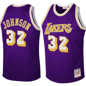 Maillot Mitchell and Ness Violet Throwback Swingman Los Angeles Lakers - Magic Johnson #32 - Homme