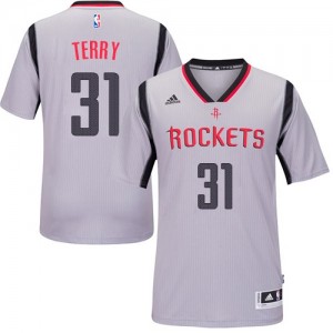 Maillot NBA Houston Rockets #31 Jason Terry Gris Adidas Authentic Alternate - Homme