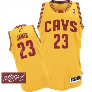 Maillot NBA Or LeBron James #23 Cleveland Cavaliers Alternate Autographed Authentic Homme Adidas