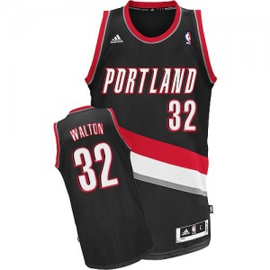 Maillot NBA Portland Trail Blazers #32 Bill Walton Noir Adidas Swingman Road - Homme