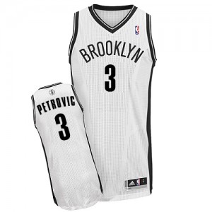 Maillot NBA Brooklyn Nets #3 Drazen Petrovic Blanc Adidas Authentic Home - Homme